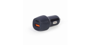 GEMBIRD Nabíječka do auta, 1x USB, 1xUSB-C, rychlo-nabíječka, QC3.0, 18 W, černá