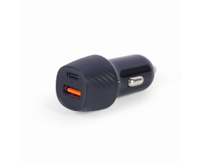 GEMBIRD Nabíječka do auta, 1x USB, 1xUSB-C, rychlo-nabíječka, QC3.0, 18 W, černá