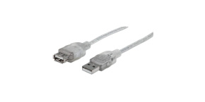 MANHATTAN Kabel USB 2.0 A-A prodlužovací 4,5m (stříbrný)