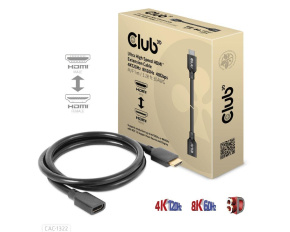 Club3D prodlužovací Ultra rychlý HDMI kabel, 4K120Hz, 8K60Hz, 48Gbps, M/F, 1m, 30 AWG