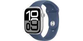 Apple Watch Series 10 GPS 42mm Silver Aluminium Case with Denim Sport Band - M/L