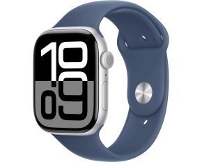 Apple Watch Series 10 GPS 42mm Silver Aluminium Case with Denim Sport Band - M/L