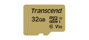 TRANSCEND MicroSDHC karta 32GB 500S, UHS-I U3 V30 + adaptér