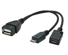 GEMBIRD Kabel USB AF/micro BM + micro BF, OTG + dobíjení, 15cm, pro tablety a smartphone