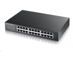 Zyxel GS1900-24E 24-port Desktop Gigabit Web Smart switch: 24x Gigabit metal, IPv6, 802.3az (Green), fanless, rack kit