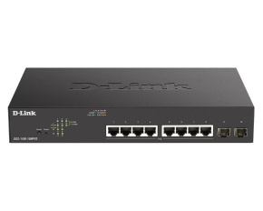 D-Link DGS-1100-10MPV2 10-Port PoE+ Gigabit Smart Managed Switch, 8x PoE gigabit, 2x SFP, PoE budget 130W