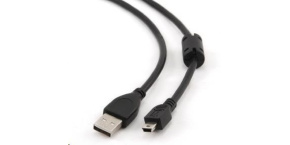 GEMBIRD Kabel USB 2.0 A-Mini B (5pin) propojovací, HQ s ferritovým jádrem, 1,8m, černý