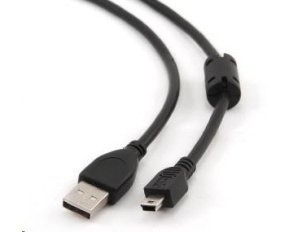 GEMBIRD Kabel USB 2.0 A-Mini B (5pin) propojovací, HQ s ferritovým jádrem, 1,8m, černý