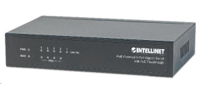 Intellinet 5-Port gigabit PoE+ Switch, 4x PoE port, 68W PoE budget, možnost napájet přes port 1 (PoE PD)