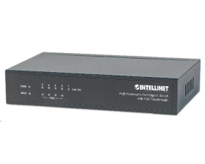 Intellinet 5-Port gigabit PoE+ Switch, 4x PoE port, 68W PoE budget, možnost napájet přes port 1 (PoE PD)