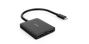 PREMIUMCORD MST Adaptér USB3.1 typ-C - 2x HDMI, rozšíření+zrcadlení+2 obrazy, 4K*2K@30Hz