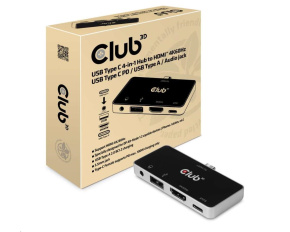 Club3D hub USB Type C 4-in-1 Hub to HDMI™ 4K60Hz USB Type C PD / USB Type A / Audio jack