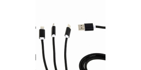 GEMBIRD Kabel USB A Male/Micro B + Type-C + Lightning, 1m, opletený, černý, blister