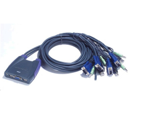 ATEN přepínač KVM 4-port VGA KVMP USB2.0, mini, audio, 0,9m kabely