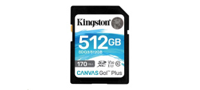 Kingston SDXC karta 512GB Canvas Go! Plus, R:170/W:90MB/s, Class 10, UHS-I, U3, V30