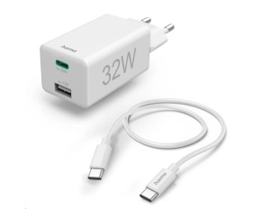 Hama set: rychlá USB nabíječka USB-C PD/QC, USB-A, 32 W + kabel USB C-C 1 m