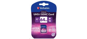 VERBATIM SDXC karta 64GB PREMIUM, UHS-1, Class 10 (R:90/W:25 MB/s)