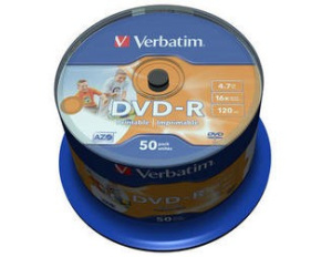 VERBATIM DVD-R(50-Pack)Spindle/Inkjet Printable Wide/16x/4.7GB