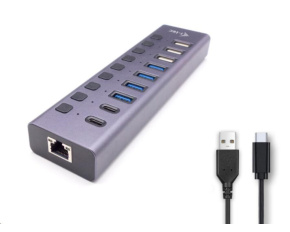 i-tec USB 3.0/USB-C nabíjecí HUB 9port LAN + Power Adapter 60 W