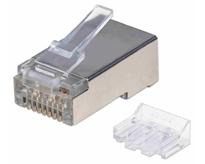 Intellinet konektor RJ45, Cat6A, stíněný STP, 15µ, drát, 90 ks v nádobě