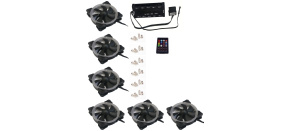 EUROCASE ventilátor RGB 120mm (Turbine blade, FullControl Led), set 6ks + controller