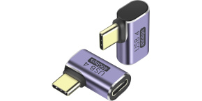 PremiumCord Adaptér USB-C na USB-C, USB 4.0, zahnutý 90°