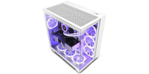 NZXT skříň H9 Flow dvoukomorová ATX / 4x120mm fan / až 10xfan / perforovaný top / proskl. bočnice, front / bílá