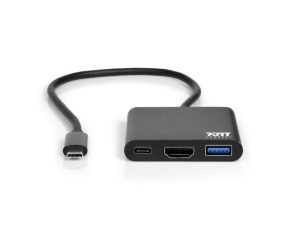 PORT HUB USB-C, HDMI 1X 4K + USB-A + USB-C, černá