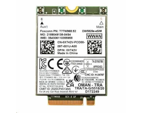 DELL DW5829E - eSIM WWAN 2x2 Card Snapdragon X20 LTE for Laptop, WW