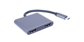 PremiumCord MST adapter USB-C na 2x HDMI, USB3.0, PD, rozlišení 4K a FULL HD 1080p