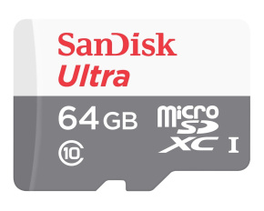 SanDisk MicroSDXC karta 64GB Ultra (R:100/W:100 MB/s, UHS-I, C10) + adaptér