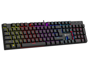 C-TECH mechanická klávesnice Morpheus, casual gaming, CZ/SK, červené spínače, RGB podsvícení, USB