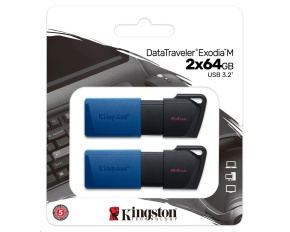 Kingston 64GB USB3.2 Gen 1 DataTraveler Exodia M (Black + Blue) - 2 kusy