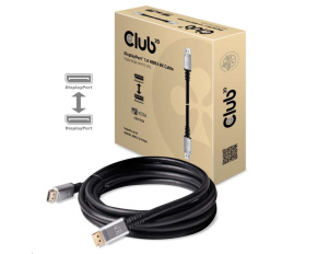 Club3D Kabel certifikovaný DisplayPort 1.4, HBR3, 8K60Hz (M/M), stříbrné koncovky, 4m, 24 AWG