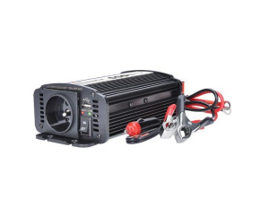 Solight invertor 12V, USB 500mA, kovový, černý, max. zatížení: 300W