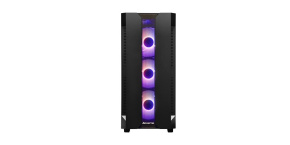 CHIEFTEC skříň Miditower Gaming HUNTER, Black, 4x RGB Rainbow Fan, 2 x USB 3.0, side glass