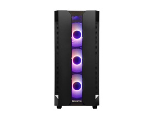 CHIEFTEC skříň Miditower Gaming HUNTER, Black, 4x RGB Rainbow Fan, 2 x USB 3.0, side glass