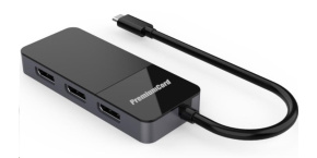 PremiumCord USB-C (DP1.4) na 3x DP1.4 MST 8K Adapter extended, mirror, duplicate režimy zobrazení na třech monitorech