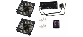 EUROCASE ventilátor RGB 120mm (FullControl spot Led), set 2ks + controller