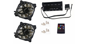 EUROCASE ventilátor RGB 120mm (FullControl spot Led), set 2ks + controller