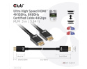 Club3D Kabel Ultra Rychlý HDMI™ Certifikovaný, 4K 120Hz, 8K60Hz, 48Gbps M/M, 3m, 28 AWG