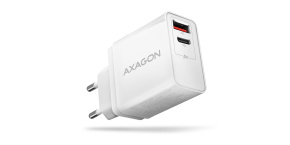 AXAGON ACU-PQ22W, PD & QC nabíječka do sítě 22W, 2x port (USB-A + USB-C), PD3.0/QC3.0/AFC/FCP/Apple, bílá