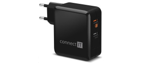 CONNECT IT QUICK CHARGE 3.0 nabíjecí adaptér 2x USB (3,4A), QC 3.0, černý