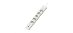 Viking síťová prodlužovací zásuvka YC53, 5x AC 230V, 1x USB-A, 2x USB-C, délka 1,5 m, bílá