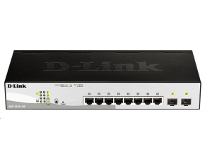 D-Link DGS-1210-10P 10-port Gigabit Smart+ PoE Switch, 8x GbE PoE+, 2x SFP, PoE 65W, fanless