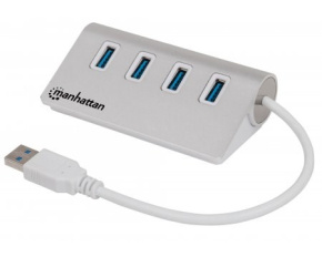 MANHATTAN USB 3.0 Hub, 4 Ports, Bus Power, Aluminum Housing