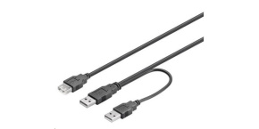 PREMIUMCORD Kabel USB 2.0 napájecí Y kabel A/M + A/M -- A/F 0.4m + 0.5m