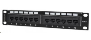 Intellinet Patch Panel, 10", Cat6, 12-Port, UTP, 1U, černý