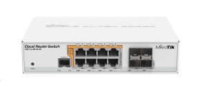 MikroTik Cloud Router Switch CRS112-8P-4S-IN, 400MHz CPU, 128MB RAM, 8xLAN, PoE max. 67W, 4xSFP slot, vč. L5 licence