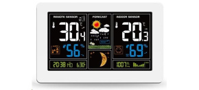 Solight TE81W meteostanice, extra velký barevný LCD, teplota, vlhkost, tlak, RCC, USB nabíjení, bílá